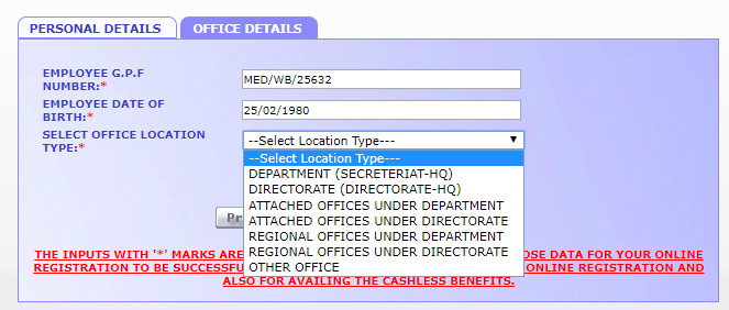 Select office details