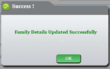 Family Details updated successfully