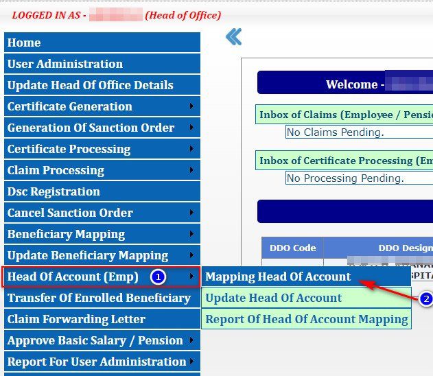 Mapping Head of Account Option