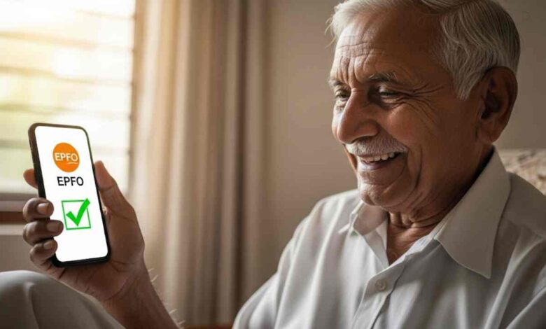 Pensioner Looking In Mobile Epfo