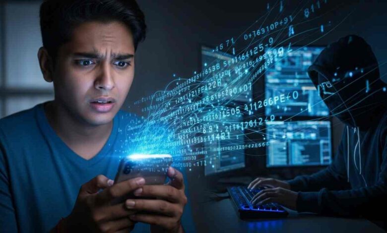 Hacker Stealing Data From A Phone