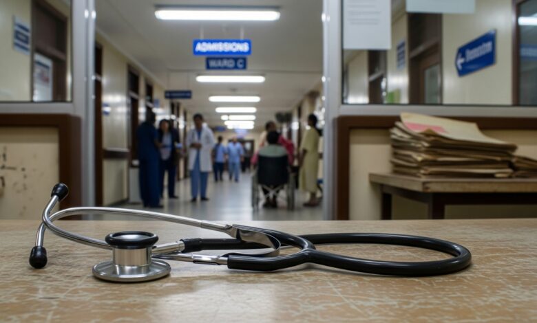 A Stethoscope On A Table Of A Hospital