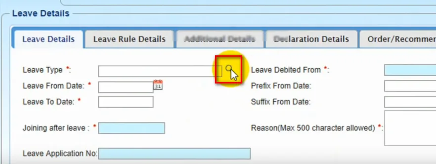 Leave type selection