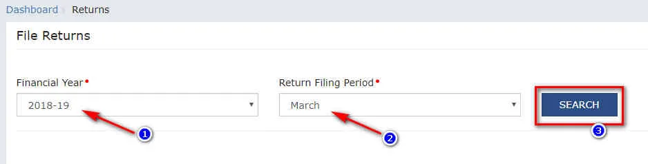 Select Year and month of gst