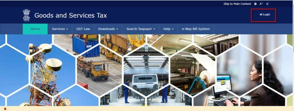 gst home page login select