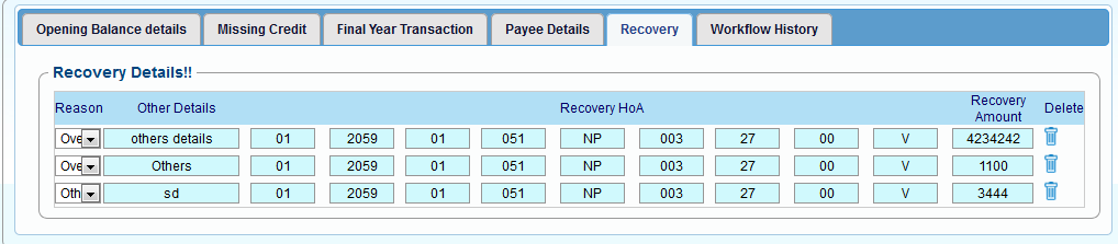 Recovery Details