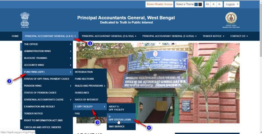 GPF Statement Download for Group A, B, C Employees of West Bengal