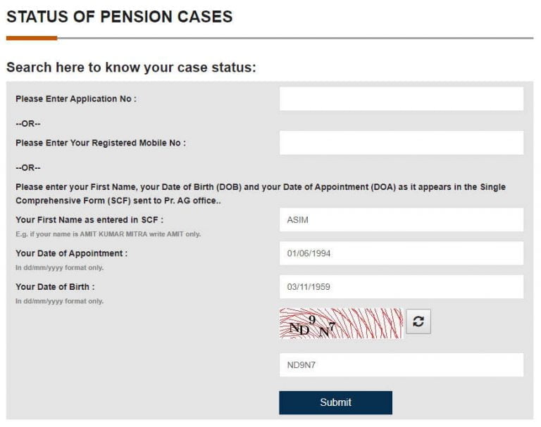 Check the status of pension cases for West Bengal Govt Employees