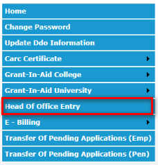 Click On Head of Office entry