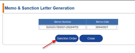 Generate Sanction order for GISS bill preparation