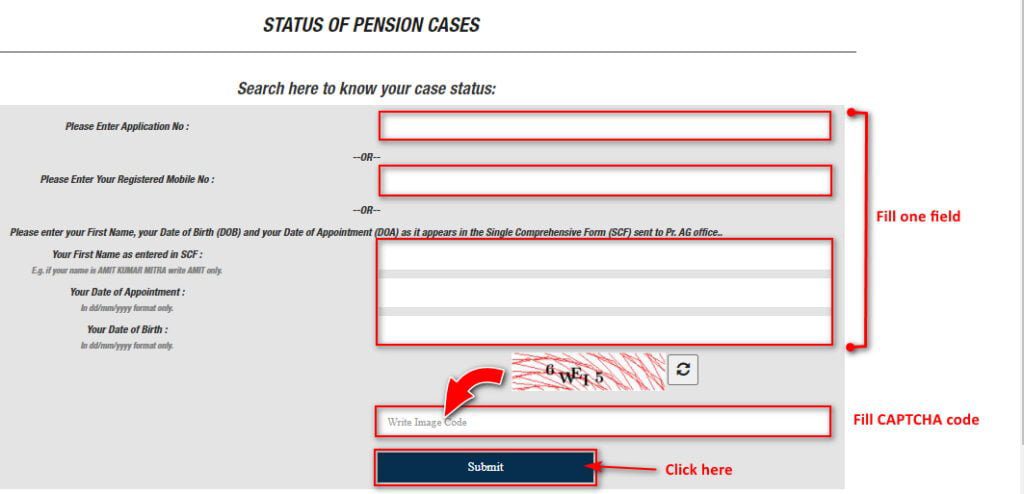 WB Pension Status Check form