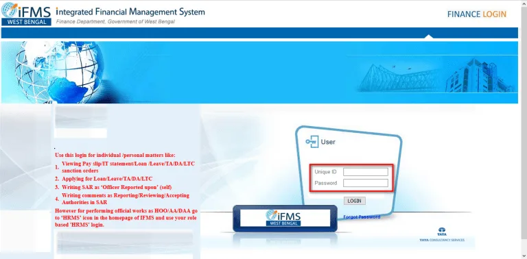 Login page of WBIFMS