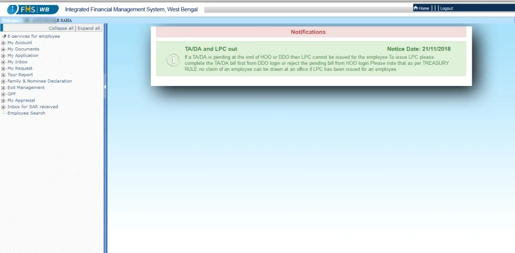 Employee Login page