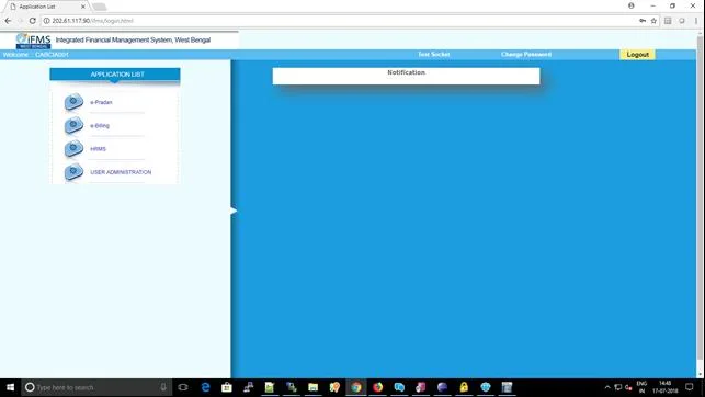 log in to the IFMS portal