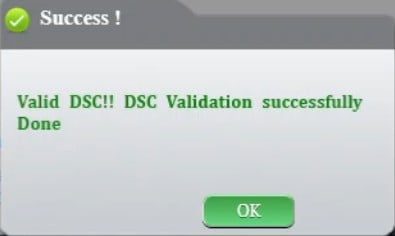 DSC validation for claim