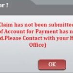 Error message Your claim has not been submitte