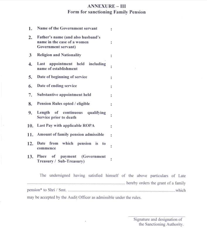 Forms Of Family Pension Of West Bengal For 2024