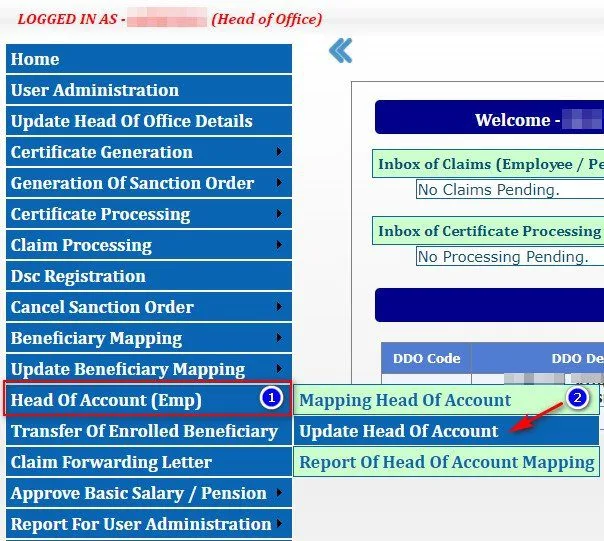 Update Head of account for payment in WBHS Portal