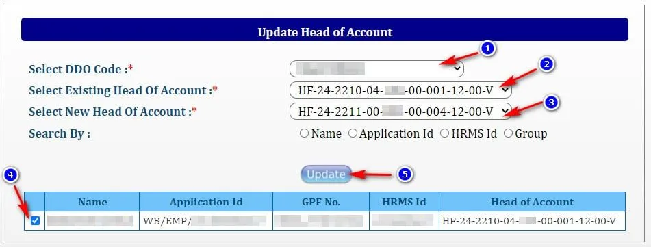 Update head of account to new one
