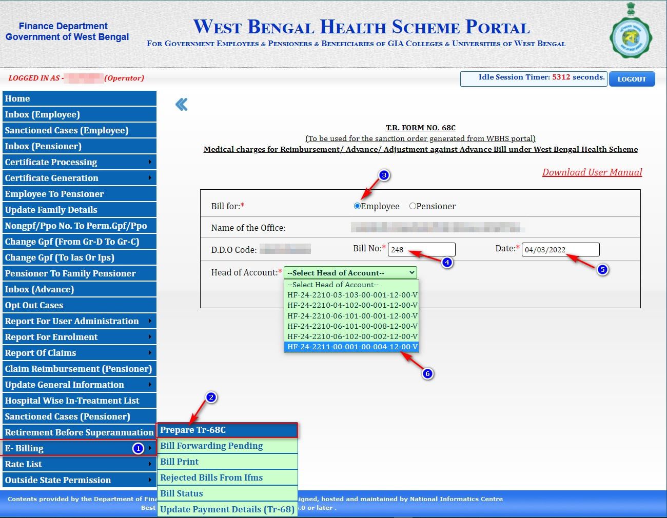 WBHS Reimbursement Bill Generation Process In WBHS Portal