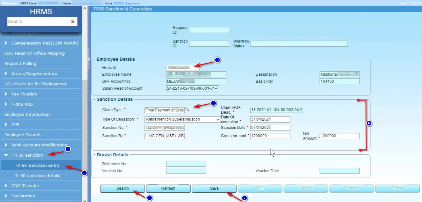 Prepare Gratuity bill in WBIFMS