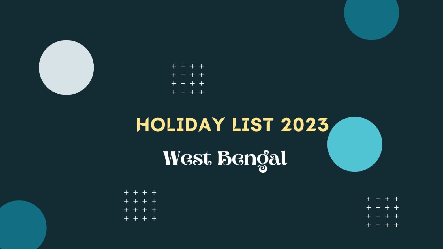 WB Govt Holiday list 2023 for Employees of West Bengal