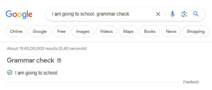 Google Grammar Check All correct