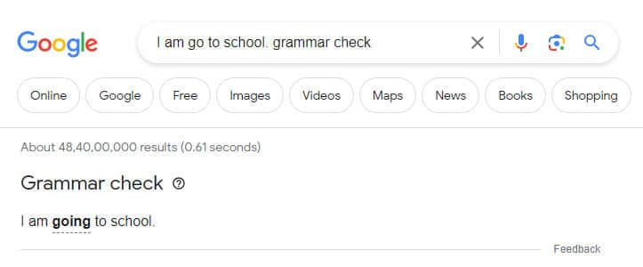 Google Grammar Check