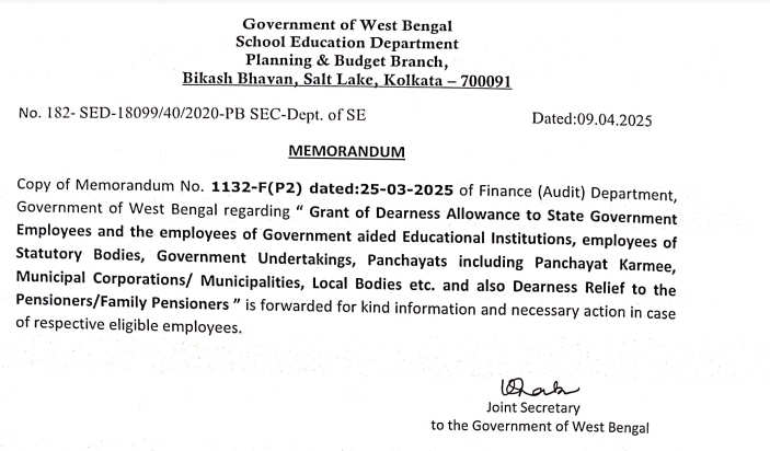 18 percent dearness allowance order for teachers