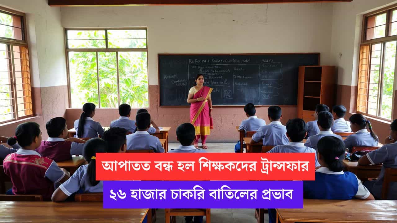 create a image of a classroom with teacher and students of secondary school of west bengal india