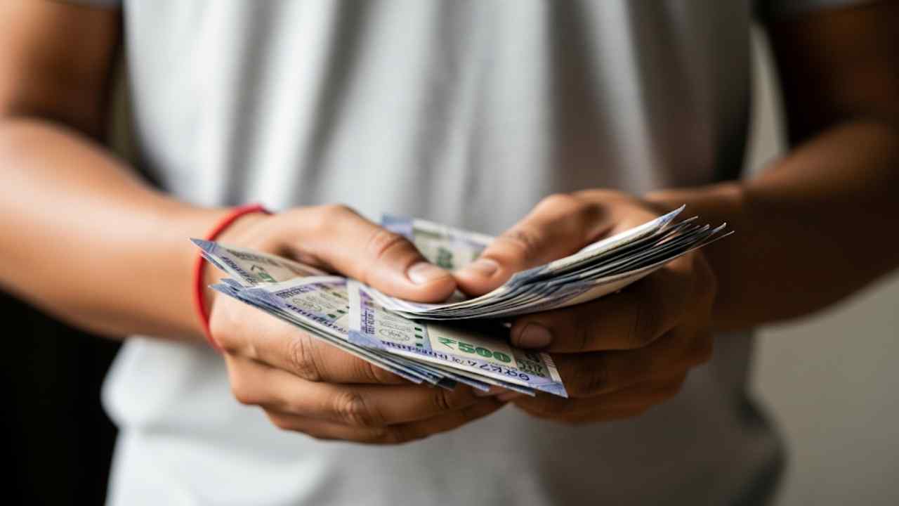 Indian Rupees In Hand Counting