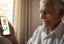 Pensioner Looking In Mobile Epfo