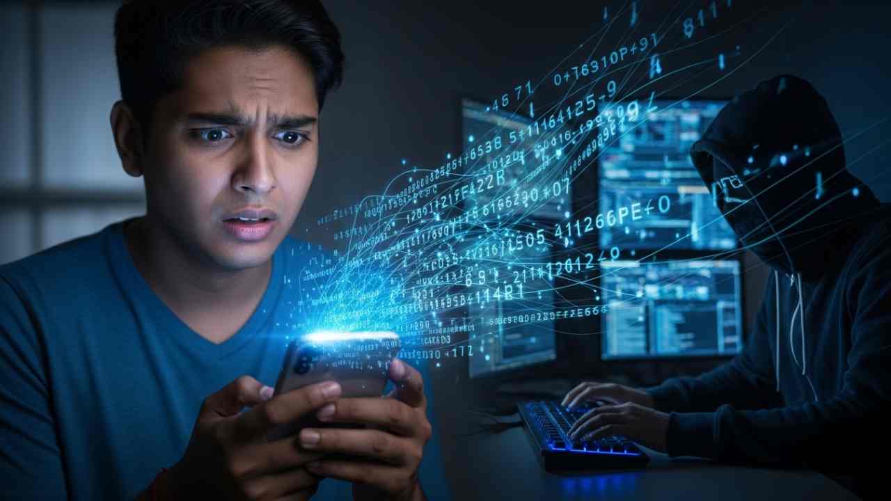 Hacker Stealing Data From A Phone