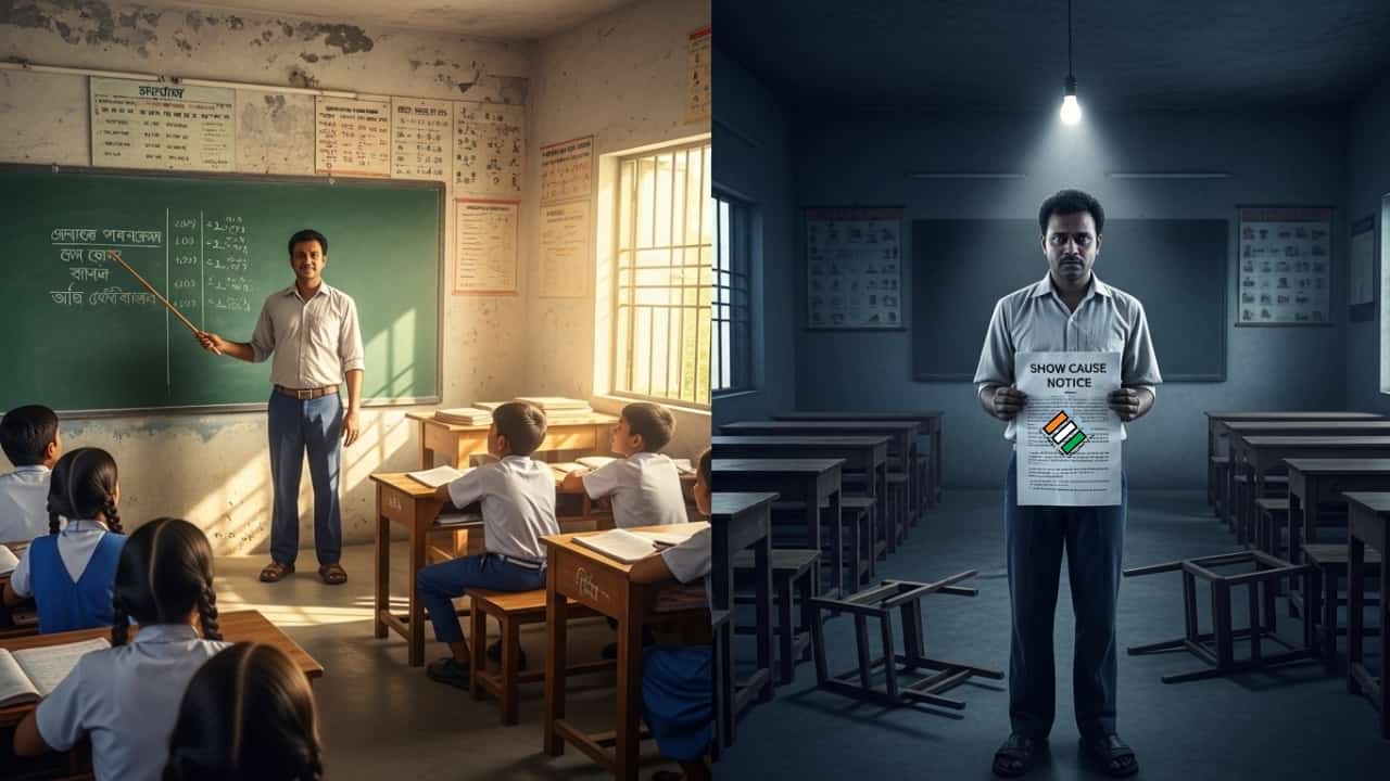 A Teacher In A Classroom And Holding A Show Cause Notice Min