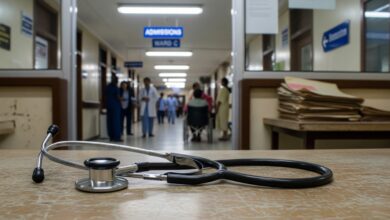 A Stethoscope On A Table Of A Hospital
