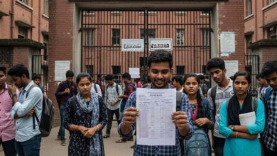 Outside Of An Exam Hall With Aspirants
