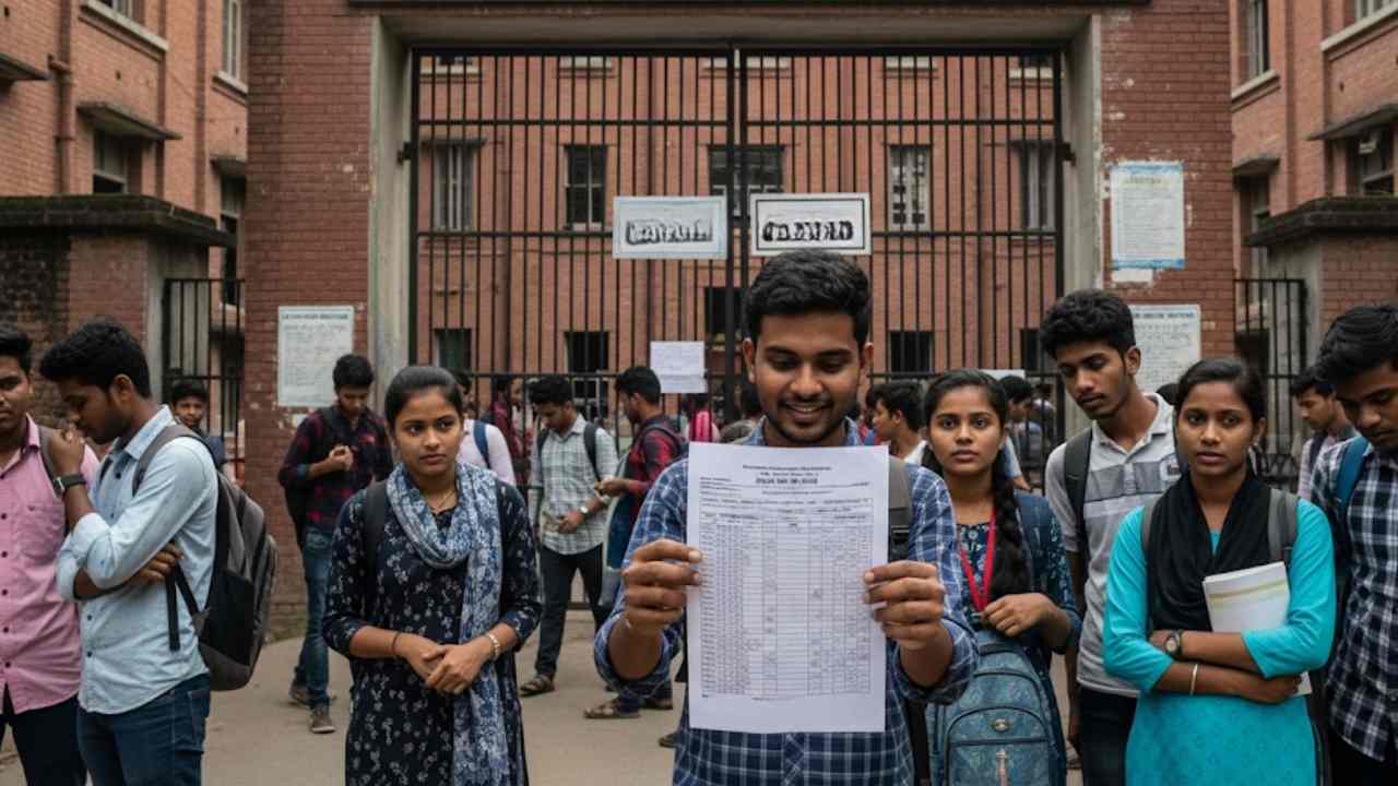 Outside Of An Exam Hall With Aspirants