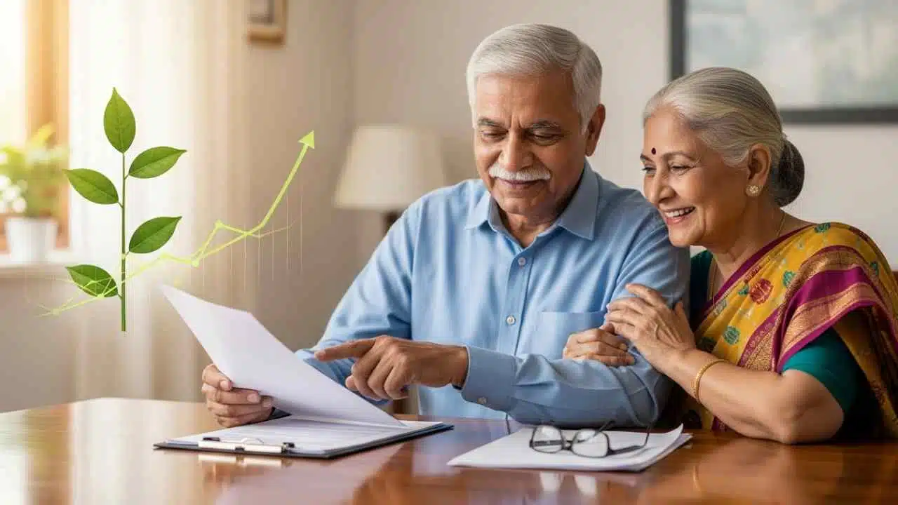Senior Citizen Couple Looking At Their Investment Papers