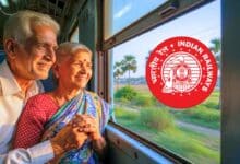 Senior Citizen Couple In A Train Indian Railways