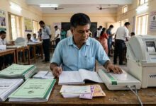 Polling Officer Working With Evm Vvpat Election